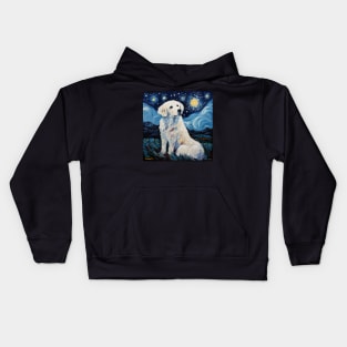 Kuvasz Painted in Starry Night style Kids Hoodie